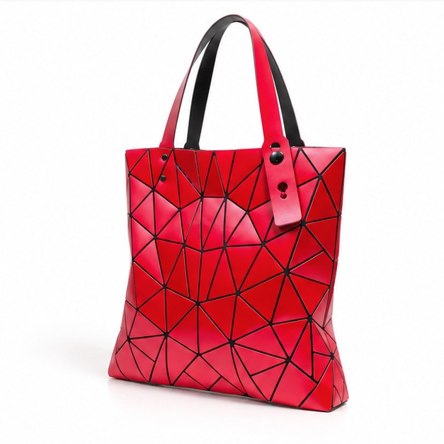 Dark Red Geometric Mosaic Tote Bag