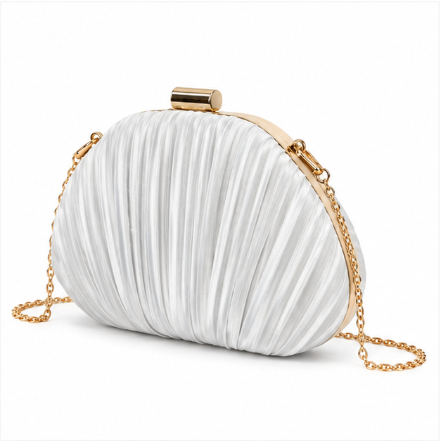 Elegant Pleated Satin Evening Clutch Bag