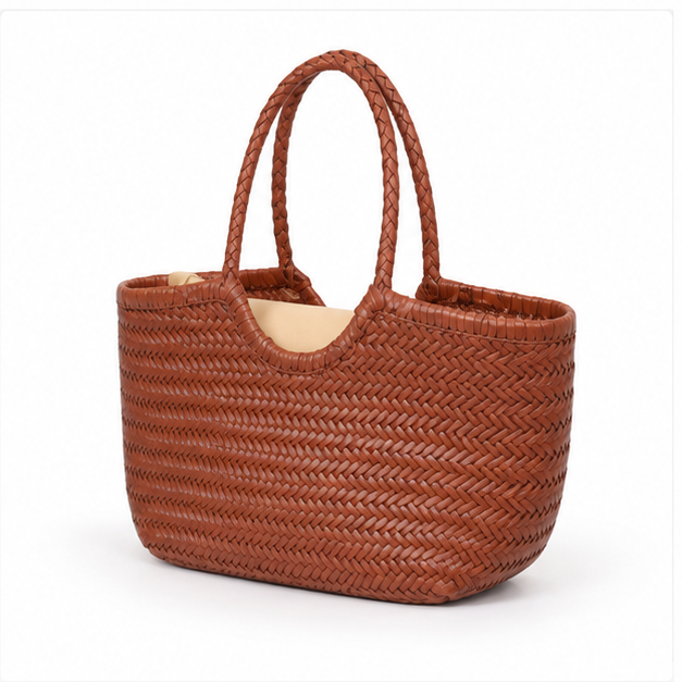 Handwoven Brown Braided Everyday Tote Bag