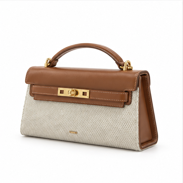 Elegant Woven Leather Top Handle Handbag