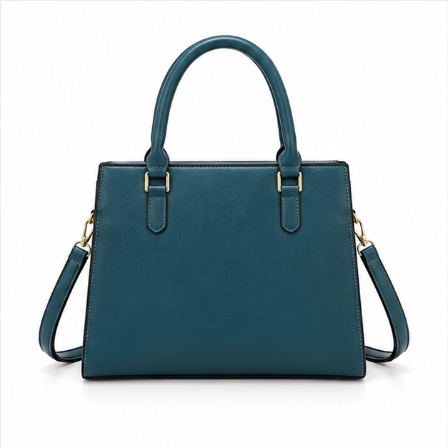 Teal Structured Handbag Three Piece Set