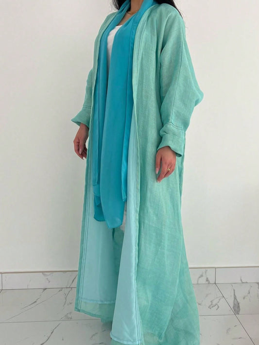 1pc Middle Eastern Women's Elegant Long Sleeve Arabic Abaya - Loose Fit H-Line Long Robe with Solid Color, Hand Wash/Dry Clean, All-Season Traditional Attire, Modest Fashion | Flowing Garment