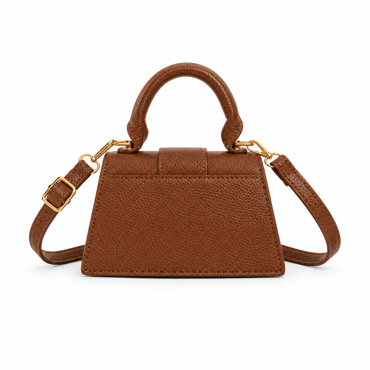 Brown Structured Mini Crossbody Handbag Purse