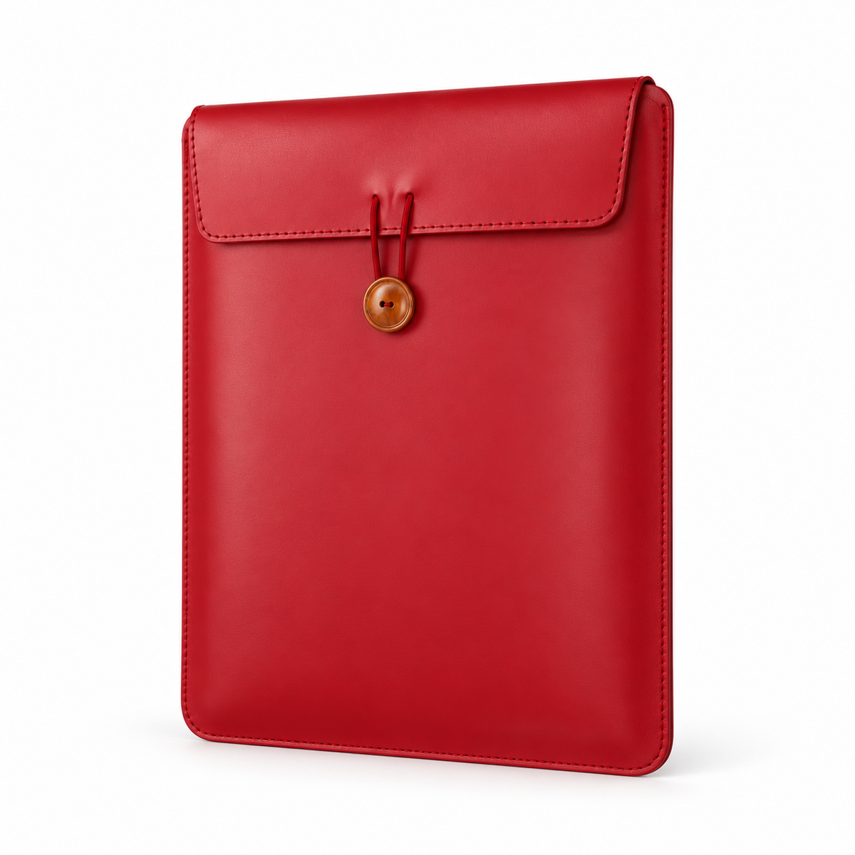 Red Leather Laptop Bag With Button