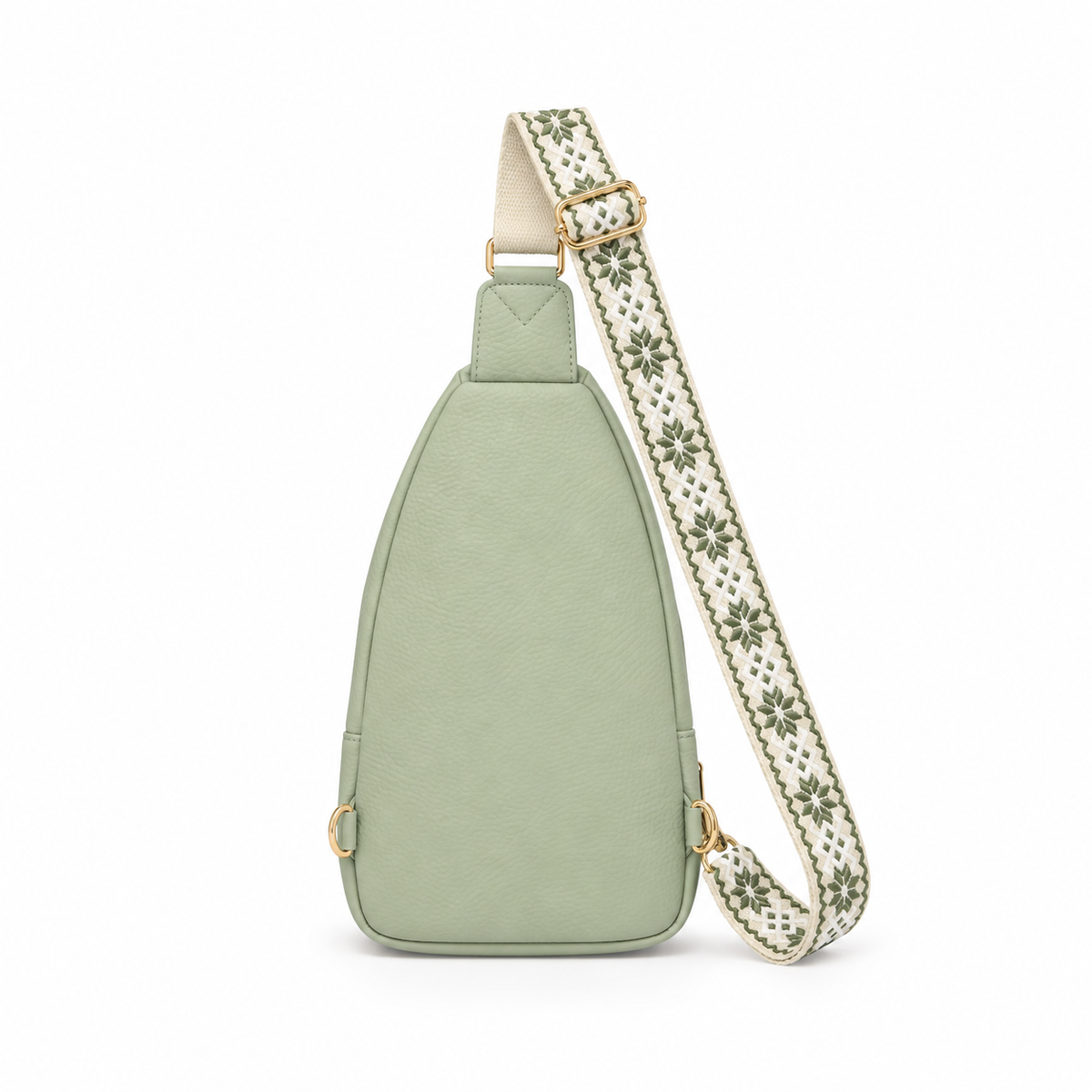 Sage Green Patterned Strap Sling Bag