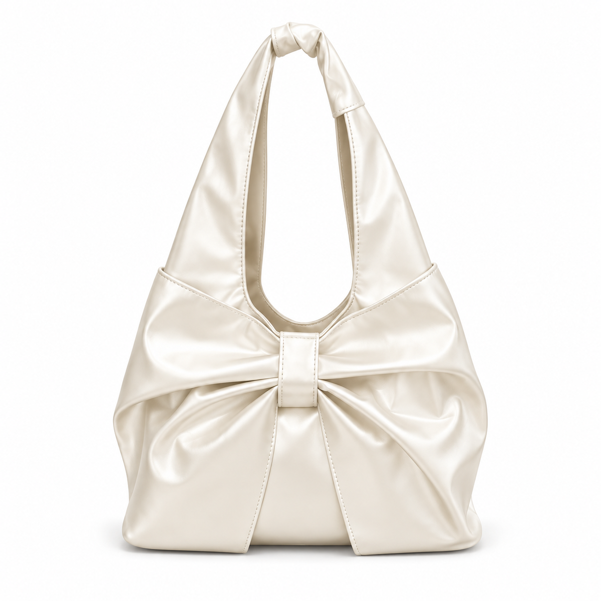 Elegant White Bow Knot Hobo Shoulder Bag