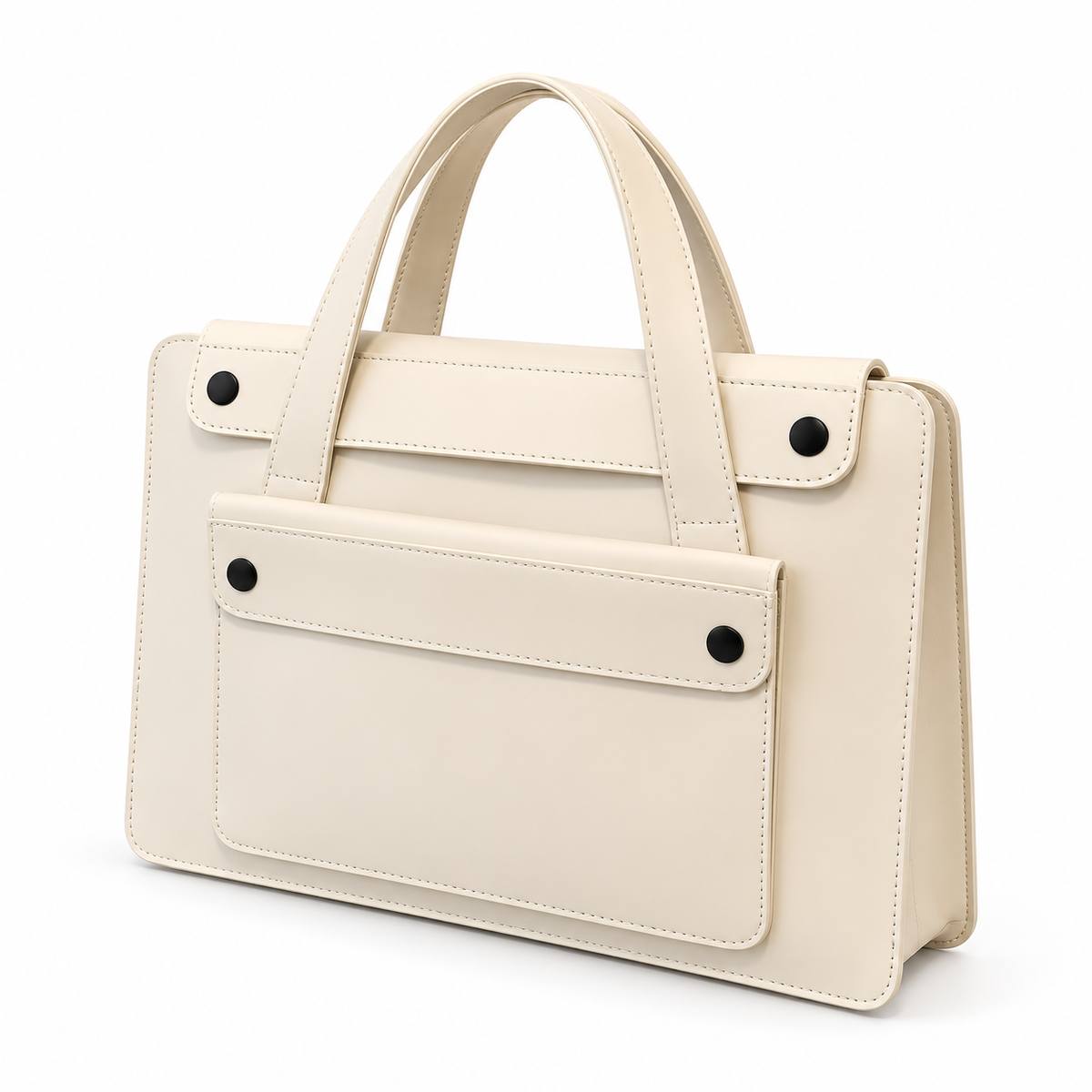 Ivory Leather Laptop Bag With Handles