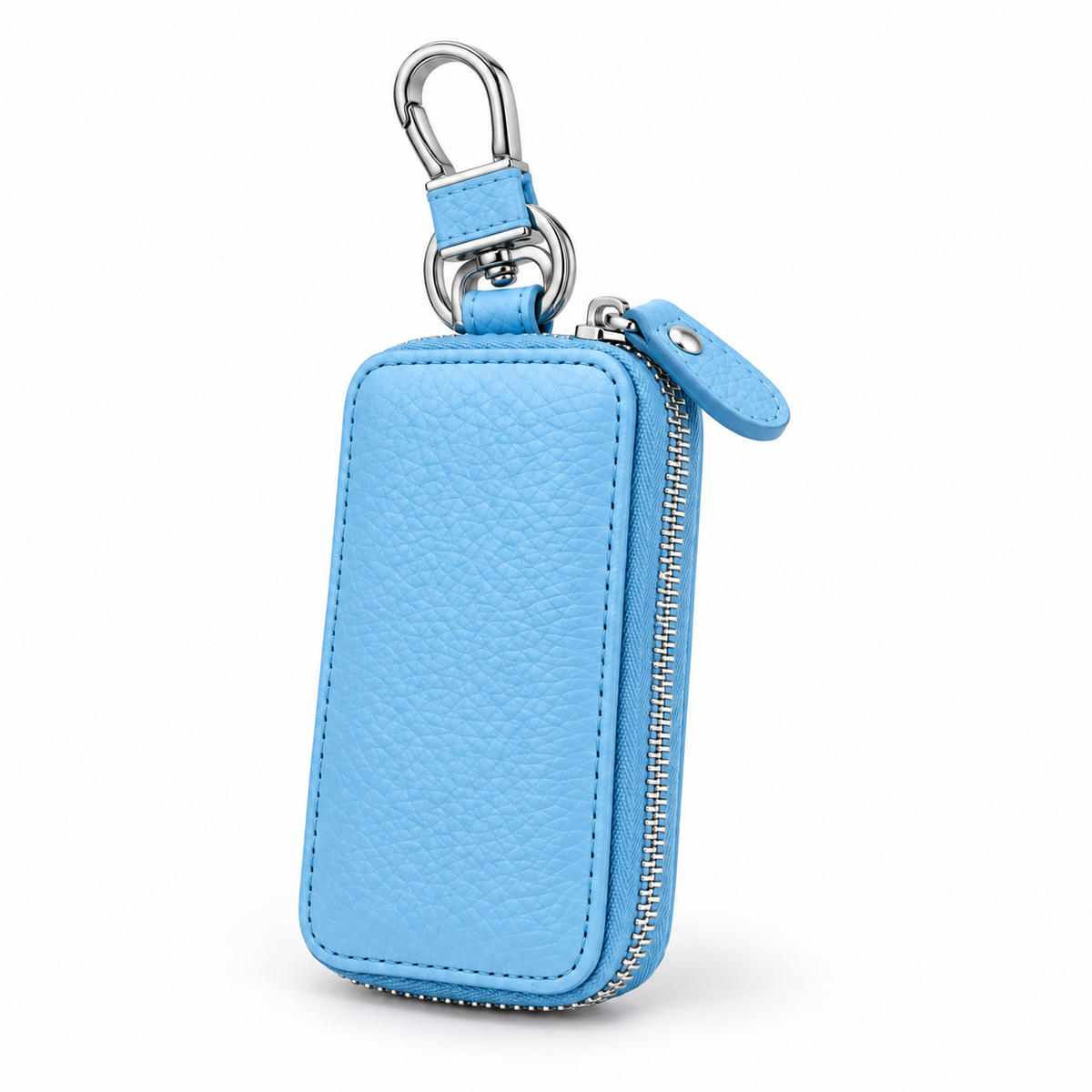 Sky Blue Pebbled Leather Key Holder