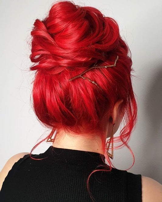 Red Curly Messy Hair Bun