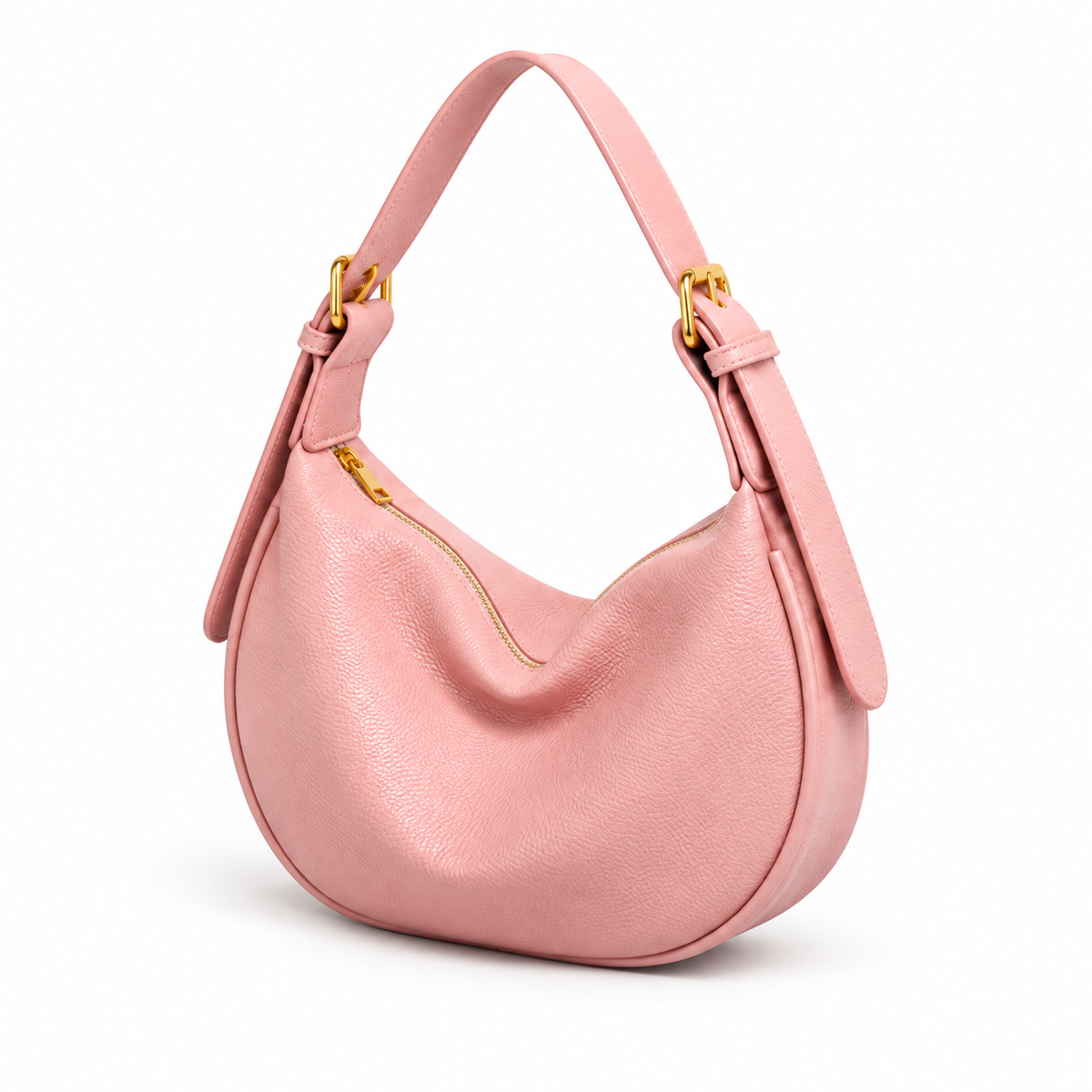 Blush Pink Crescent Hobo Shoulder Bag