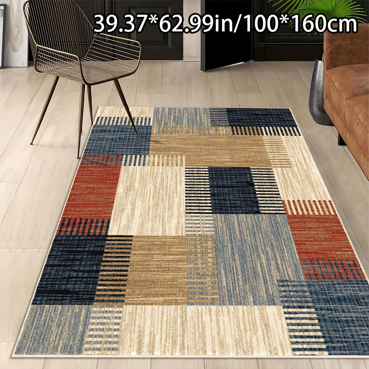 [Launch ][Golden Velvet + 1.76 LB Per Square Meter + Non-Slip Point Plastic Bottom + Bottom Point Plastic Pattern Craftsmanship]1pc Golden Velvet Home Decor Modern Abstract Geometric Pattern Versatile Decorative Style