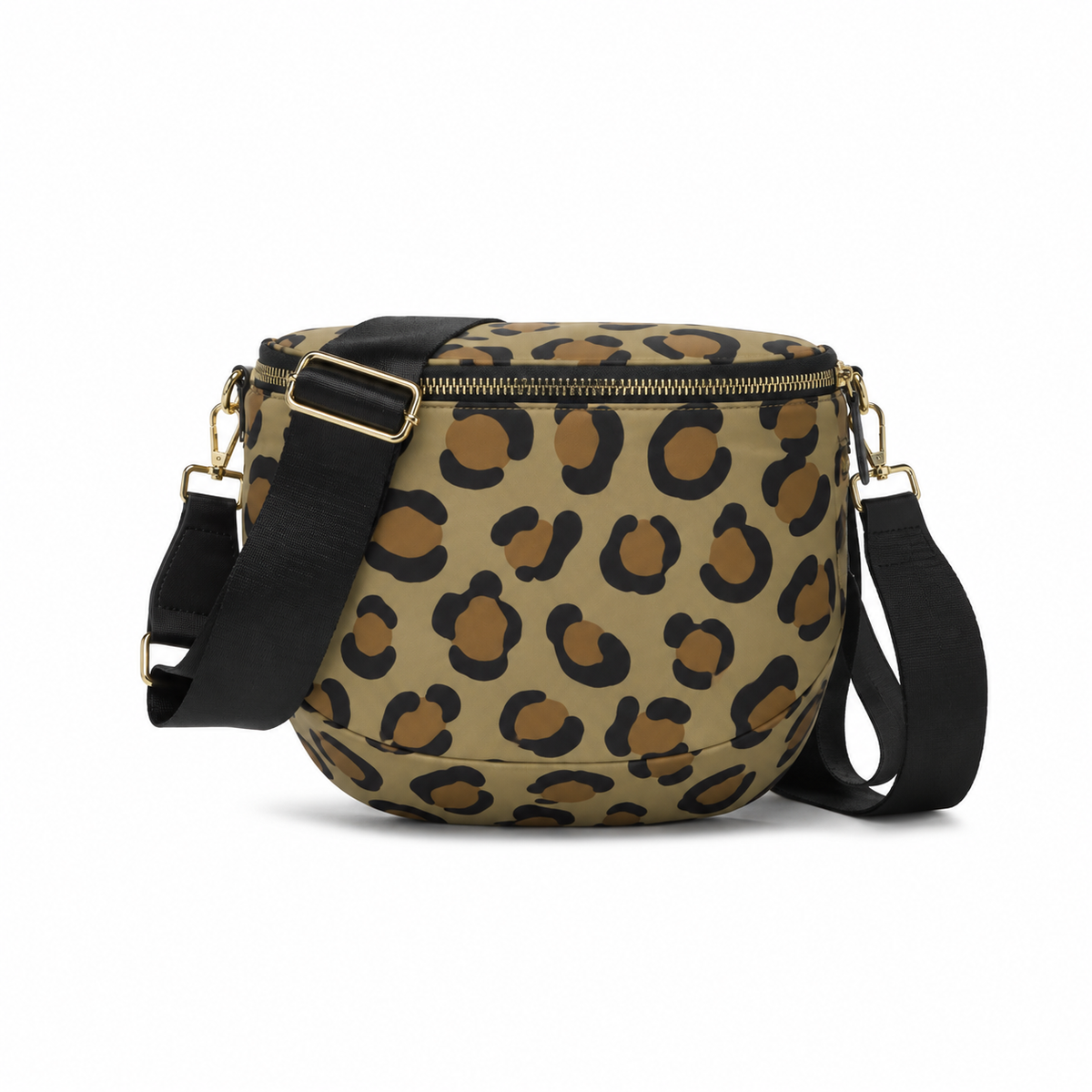 Khaki Leopard Print Sling Crossbody Bag