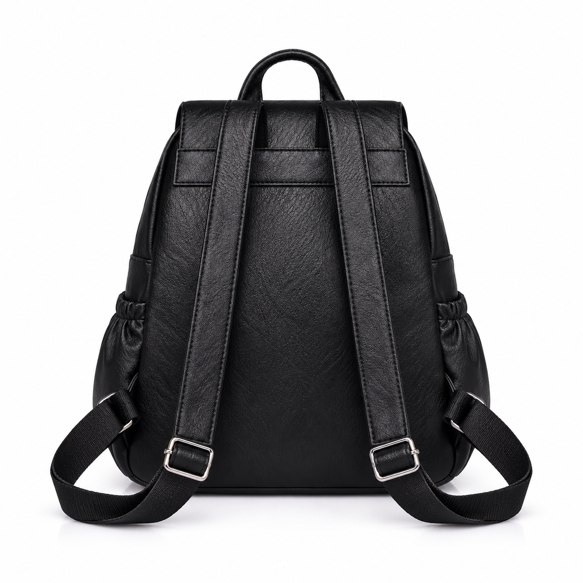 Black Textured Backpack With Tassel Detail