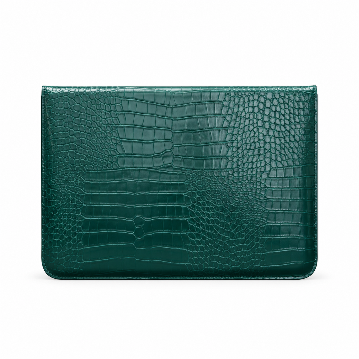 Green Crocodile Embossed Leather Laptop Bag