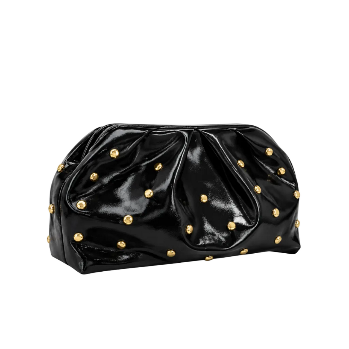 Black Studded Leather Evening Clutch Bag