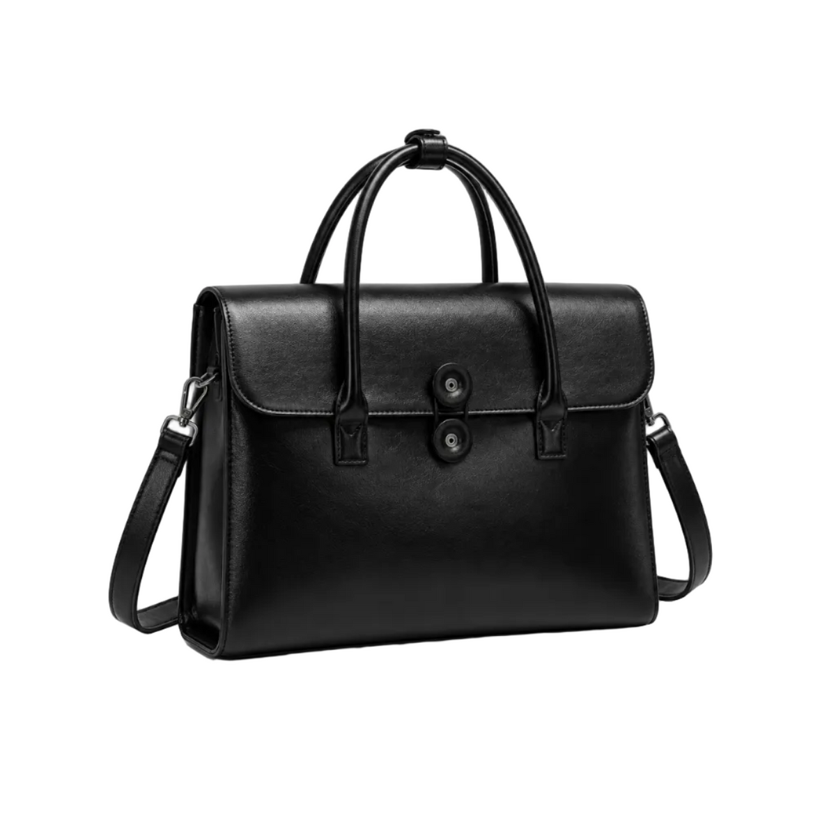 Classic Black Leather Briefcase With Handles
