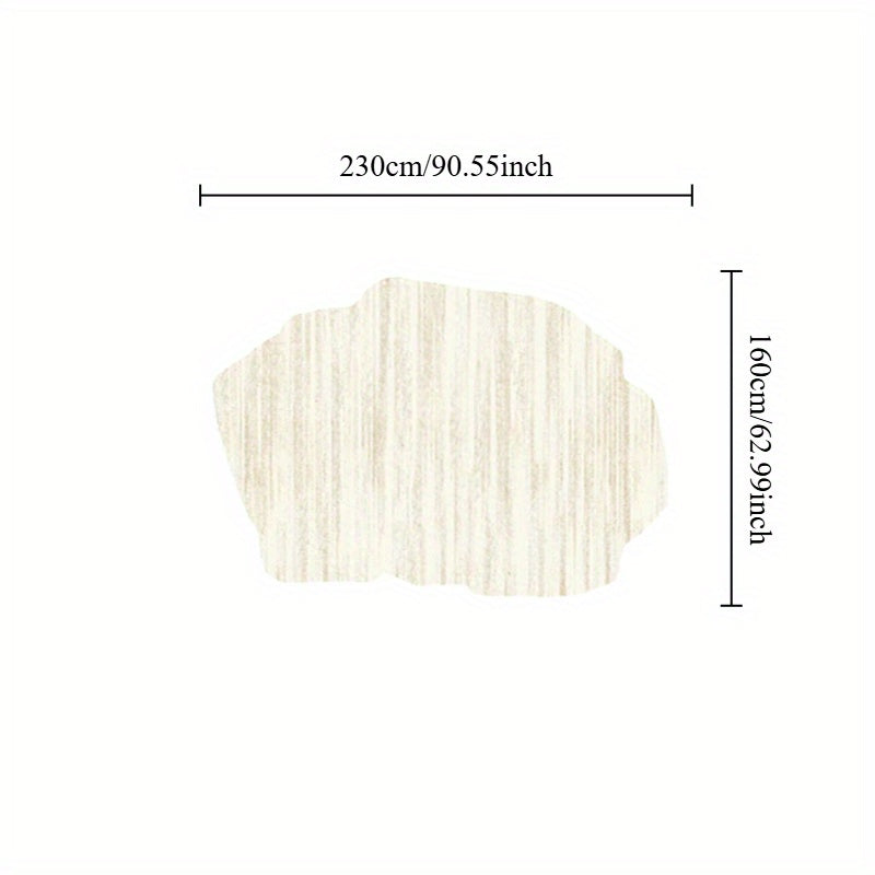 Faux Imitation Cashmere 1000g 10mm French-Style Cream Living Room Decor Large Area Rug, Ins Light Luxury Marble Texture Bedroom Plush Carpet, Fluffy Soft Lounge Rug, Irregular Washable Non-Slip Mat