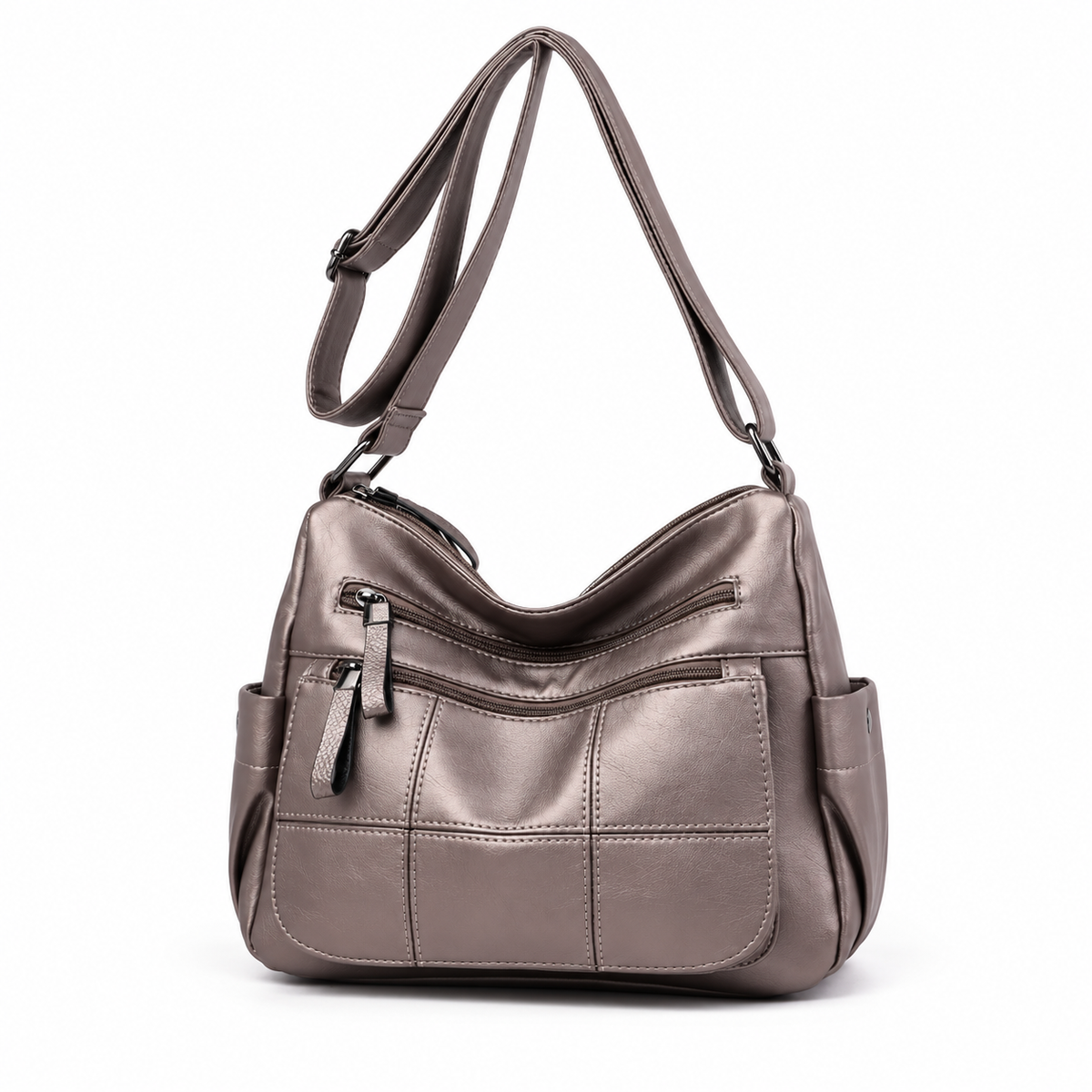 Gold Multi Pocket Adjustable Crossbody Bag