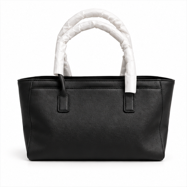 Black Textured Everyday Structured Tote Handbag