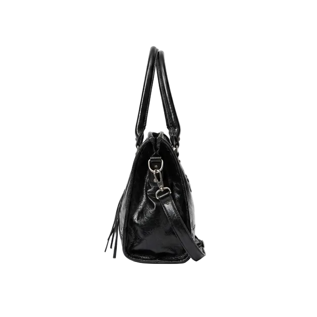 Black Vintage Leather Shoulder Handbag