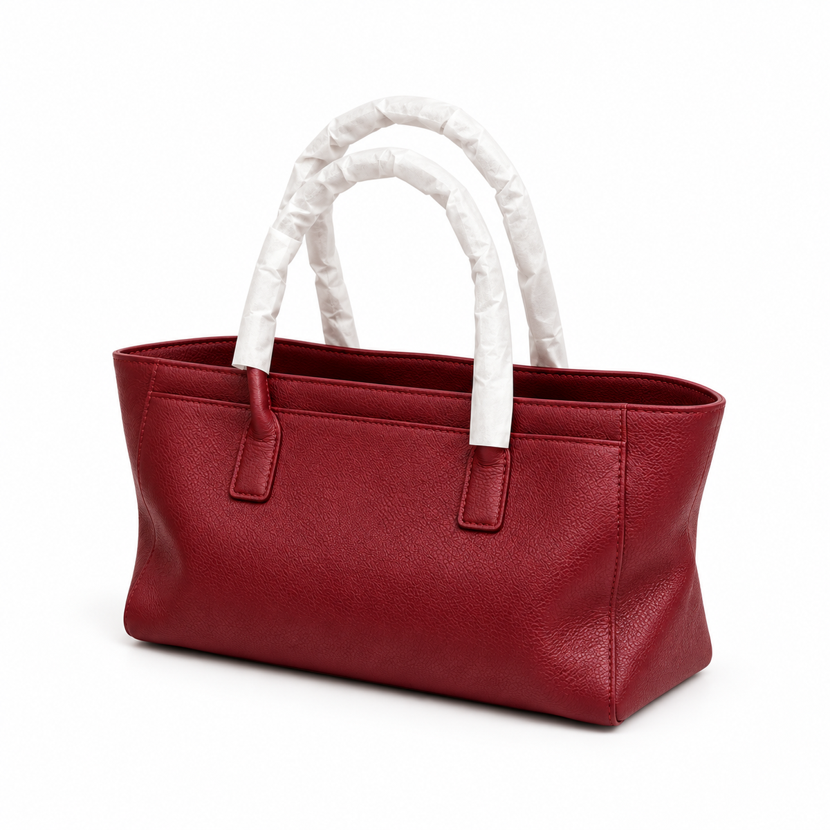 Burgundy Textured Leather Everyday Tote Handbag