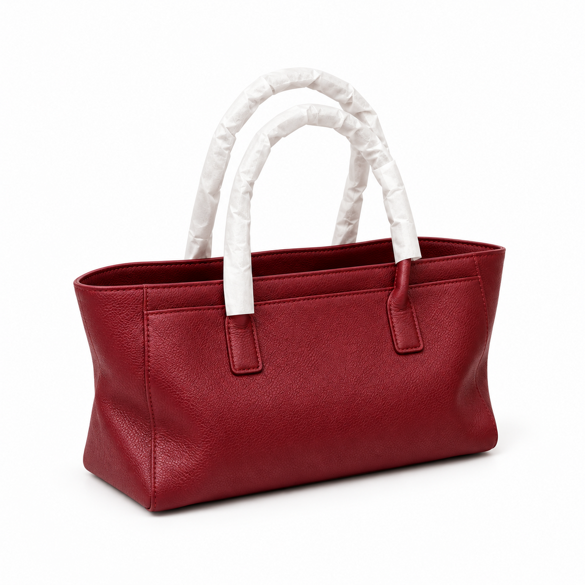 Burgundy Textured Leather Everyday Tote Handbag