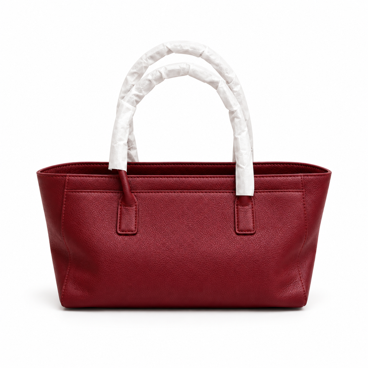 Burgundy Textured Leather Everyday Tote Handbag