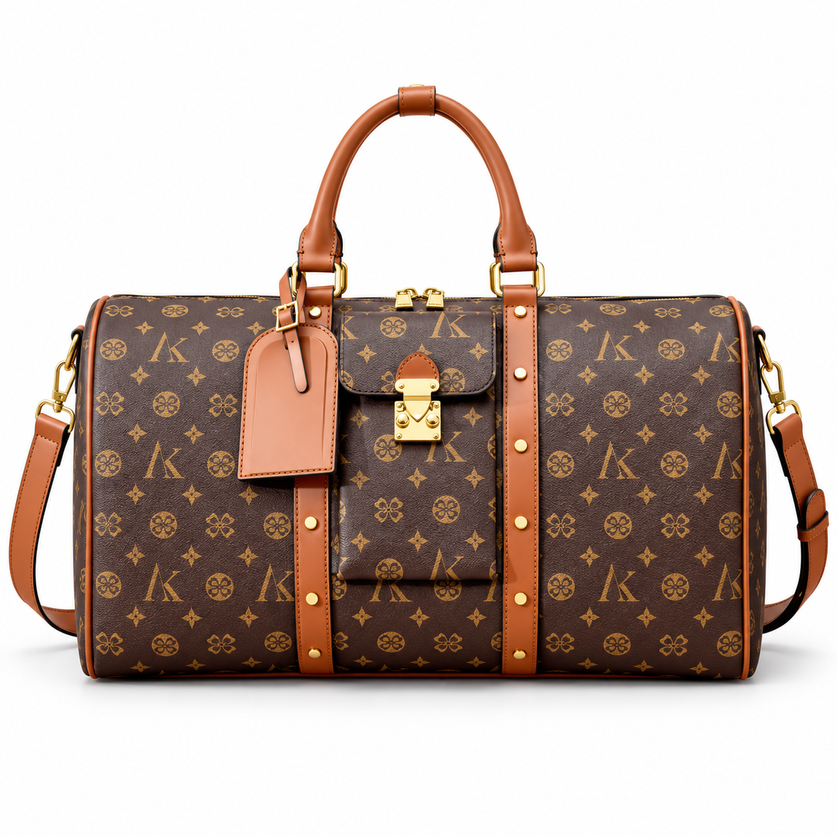 Classic Brown Monogram Leather Duffel Bag