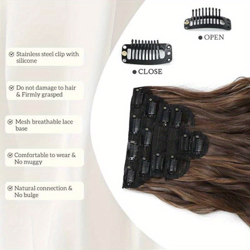 Emphasize Dark Brown Balayage Clip-In Hair Extensions (20 Inches, 6pcs, Light Brown And Honey Blonde) That Look Natural And Blend Seamlessly.