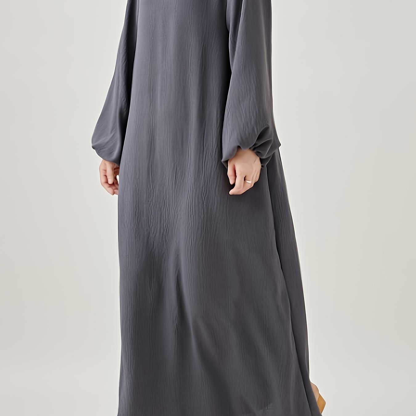Polyester Muslim Pakistani Abaya - Comfortable, Casual, Solid Color with Bubble Pleats, Elastic Cuffs, Flowy Hem, Machine Washable