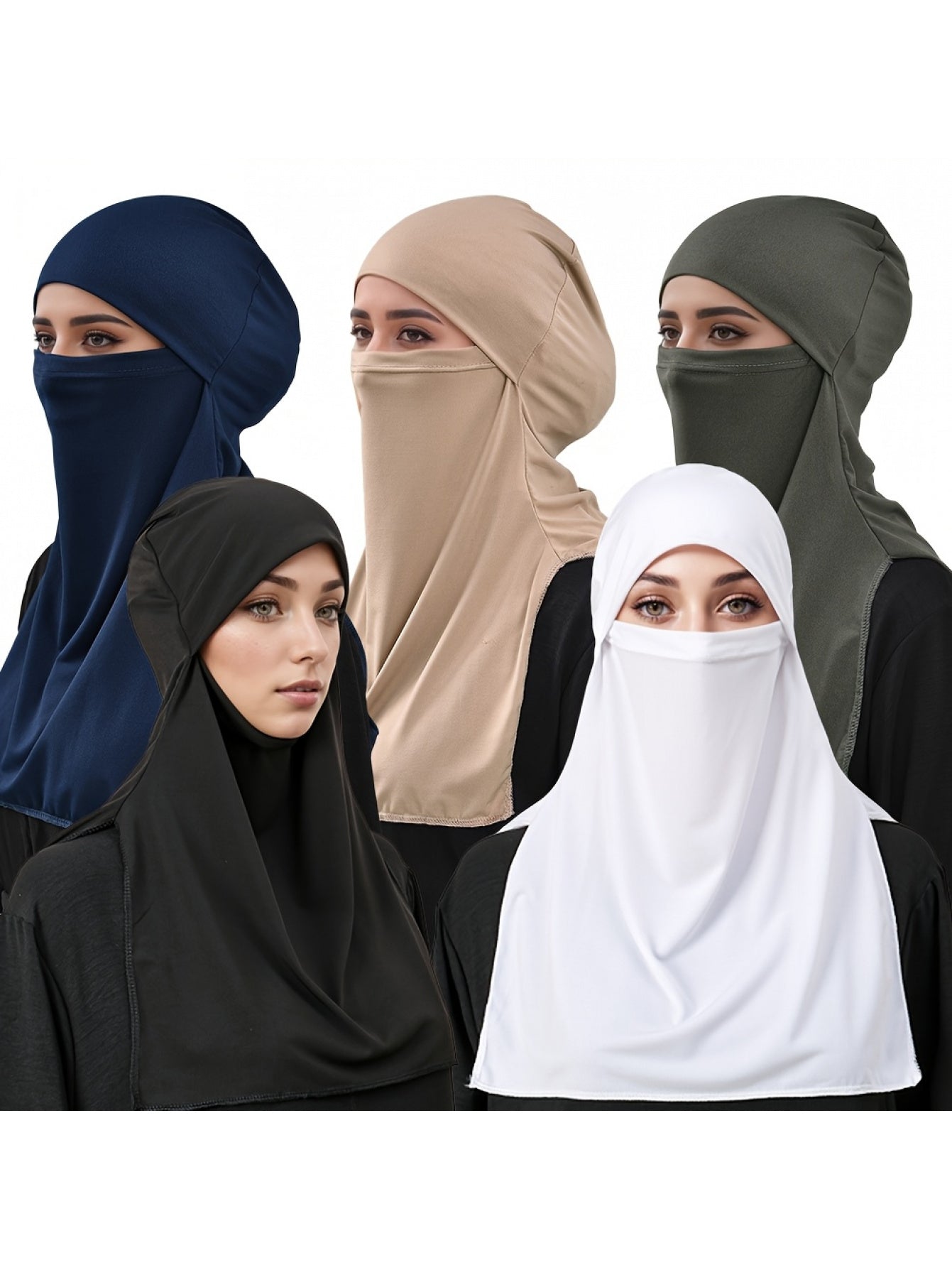 Elegant Muslim Women's Large Khimar Abaya - Asymmetrical Design, Solid Color, Versatile Base for Hats, Machine Washable All-Season Traditional Hijab, Hijab Scarf, Outdoor Light Beige Protection
