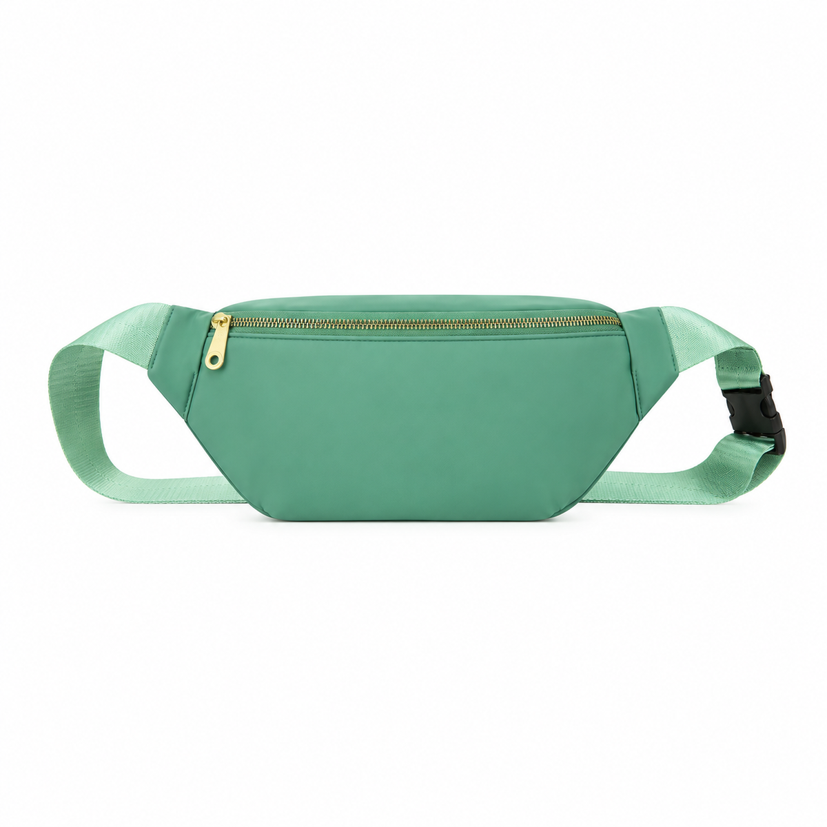 Mint Green Waist Bag Gold Zippers