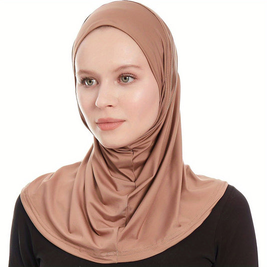 Women's Instant Bamboo Jersey Hijab Headscarf - Soft Non-Sticky Edge Islamic Scarf, Elegant Bohemian one-Piece Hijab for Everyday & Formal Wear, Easy to Maintain Muslim Head Covering for Women