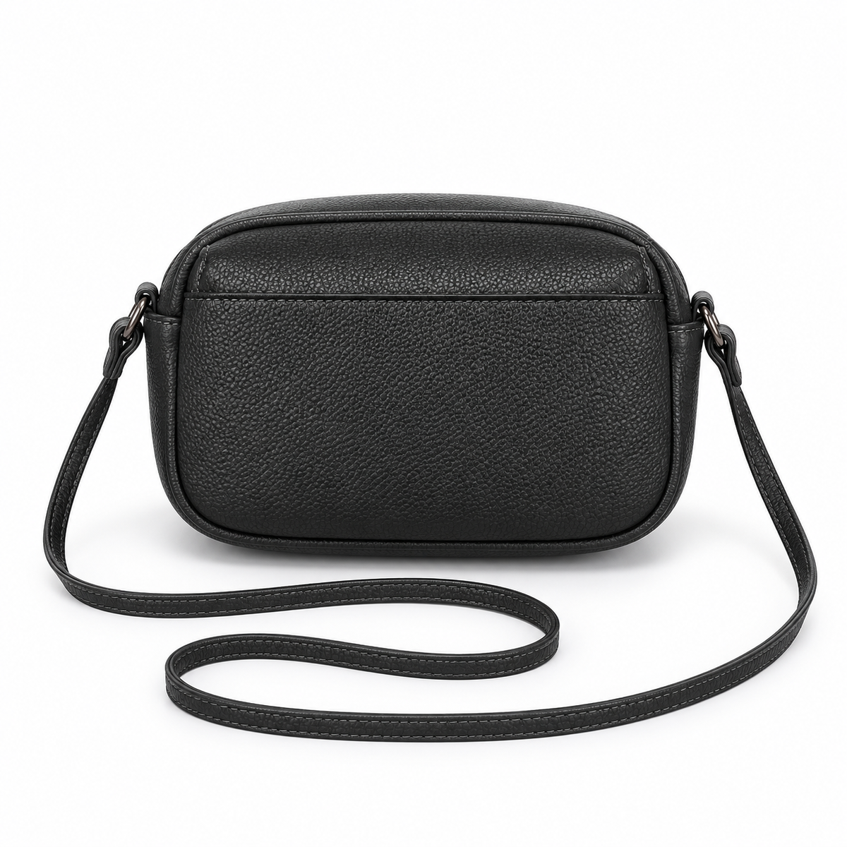 Classic Black Pebbled Flap Crossbody Bag