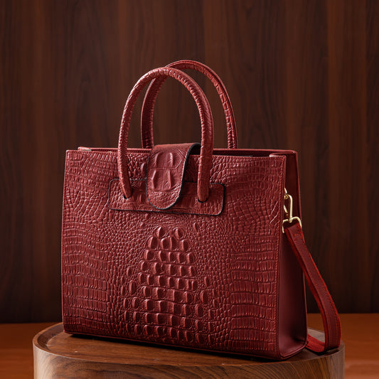 Large-capacity Leather Sling Handbag - Elegant Crocodile-pattern Fashion Shoulder Bag for Women
