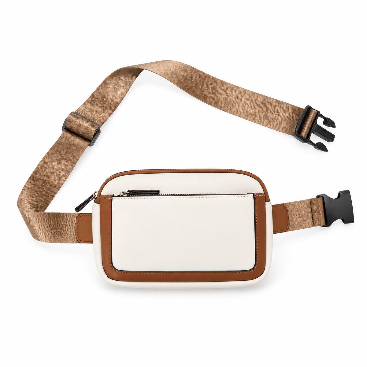 Cream And Brown Adjustable Waist Bag