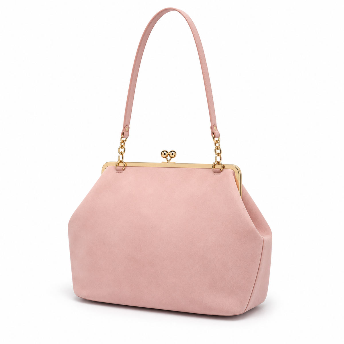 Blush Pink Vintage Kiss Lock Clutch Bag