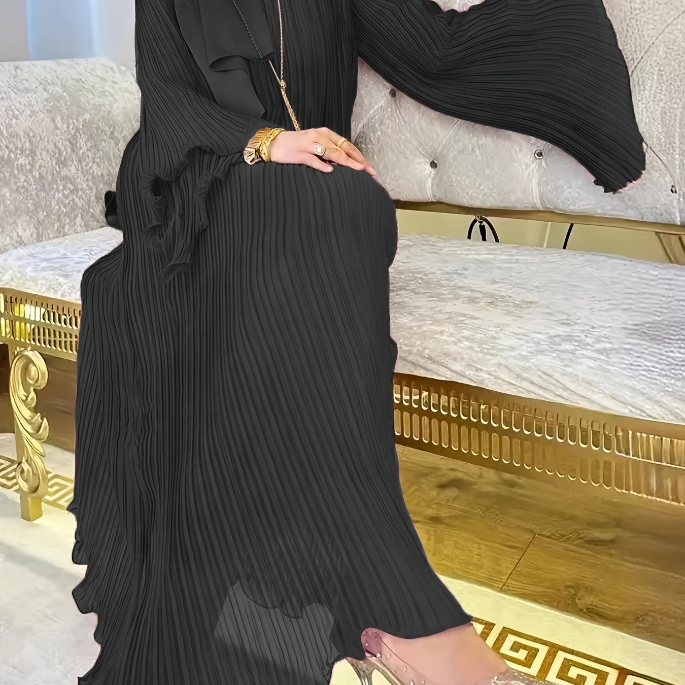 Wrinkled Style Long Palestinian Abaya - Comfortable, Elegant for Casual Wear