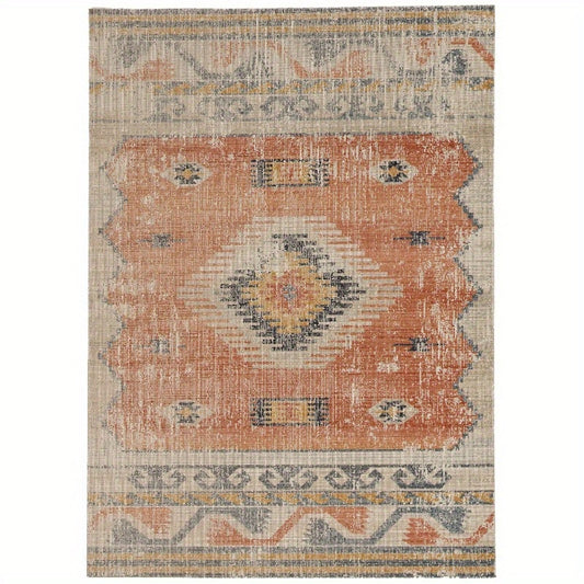 Home Decor Great Zero Area Rugs Collection Ivory and Rust For Living Room, Bedroom, Entryways, Hallways, Kitchen, Home Office