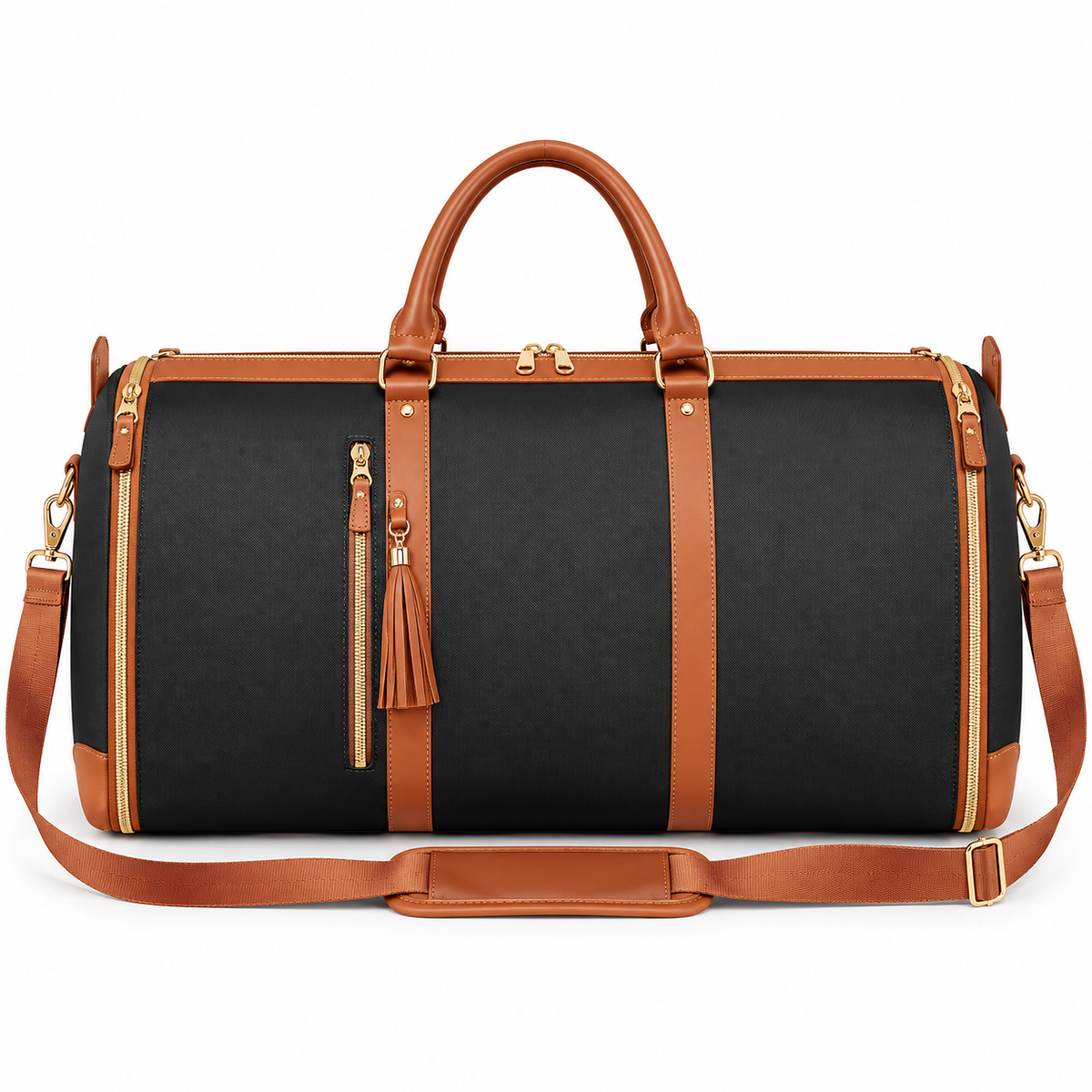 Black Brown Convertible Garment Overnight Bag