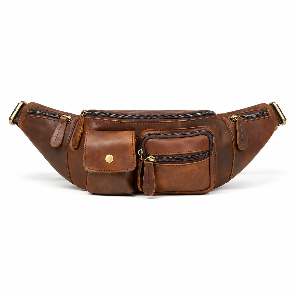 Vintage Brown Multi Pocket Waist Bag