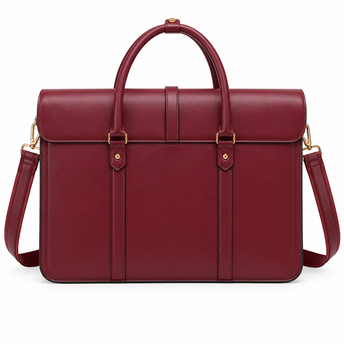 Burgundy Bow Detail Leather Laptop Bag