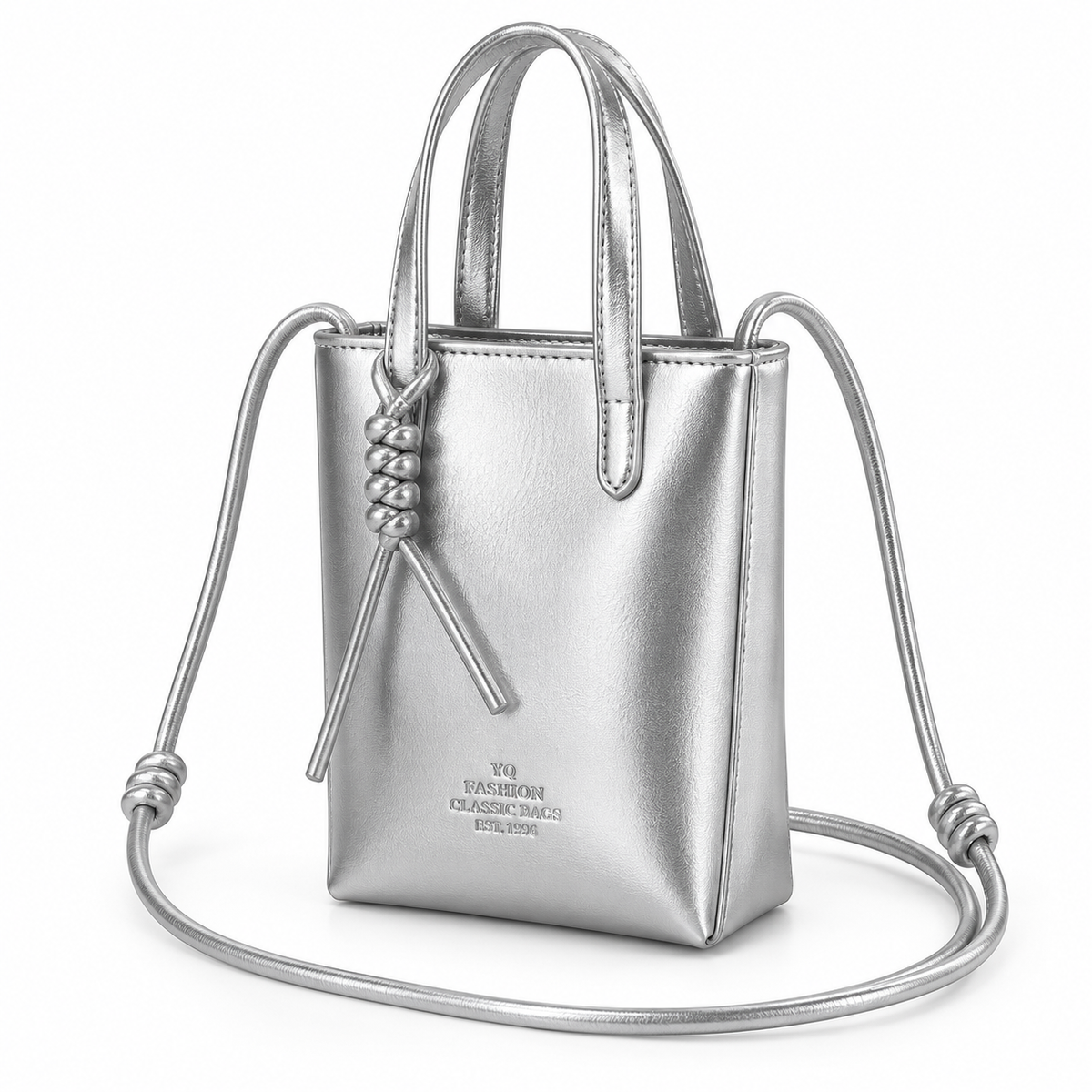 Elegant Silver Crossbody Bag With Charm