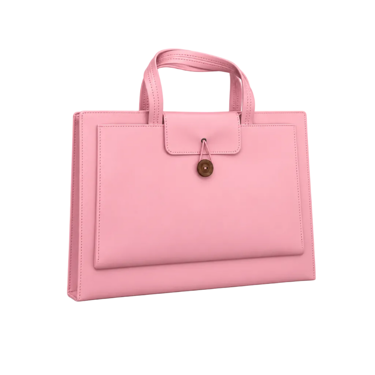 Elegant Pink Leather Laptop Tote Bag