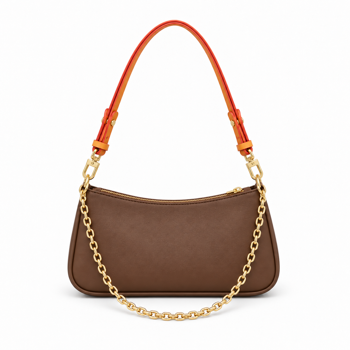 Coffee Brown Vegan Leather Shoulder Bag