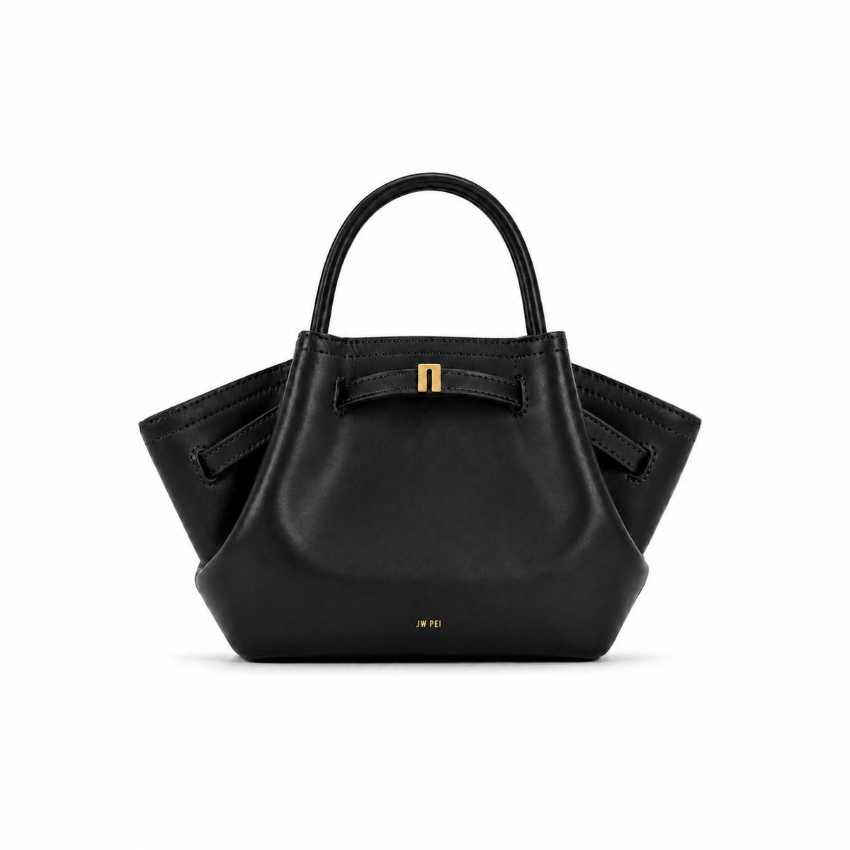 Jet black Structured Winged Handle Handbag