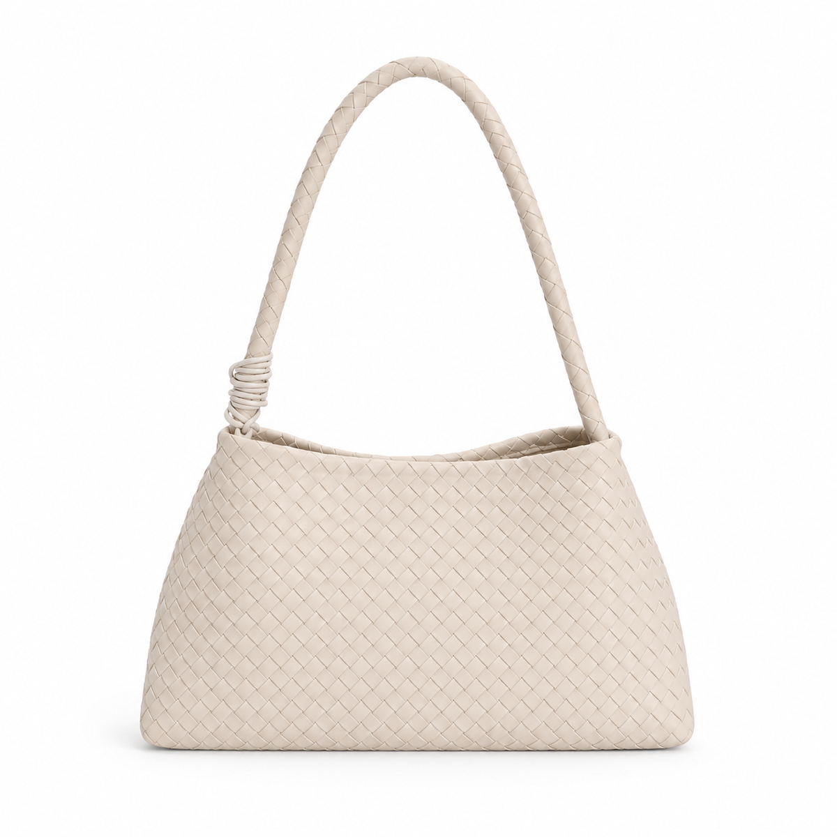 Elegant Ivory Woven Shoulder Charm Bag