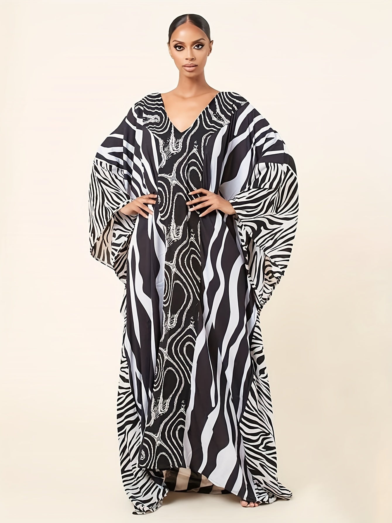 Women'S Kaftan Dresses, Colorful Print Mrs Roper Caftan, Bathing Suit Cover Ups Beach Dresses