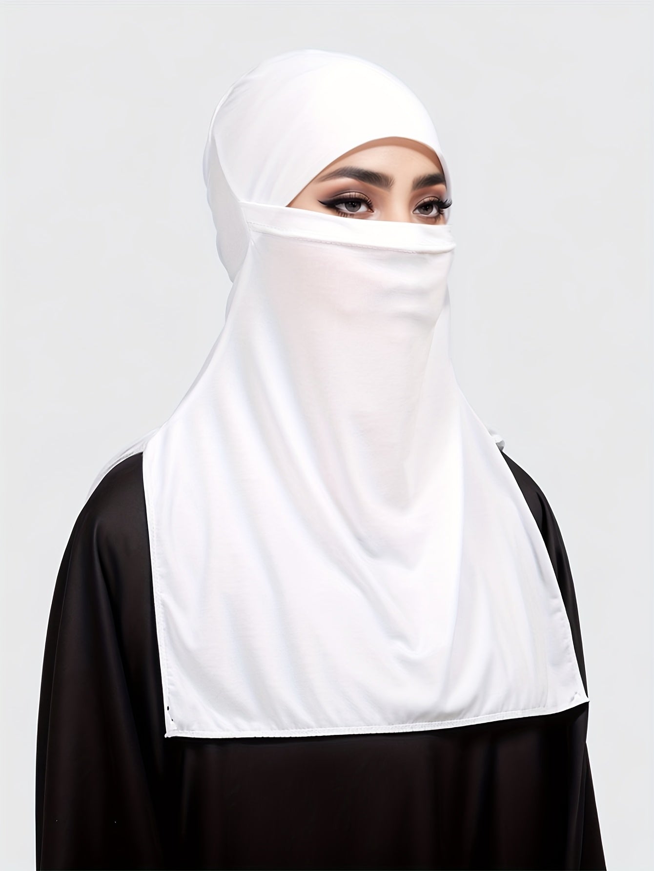 Elegant Muslim Women's Large Khimar Abaya - Asymmetrical Design, Solid Color, Versatile Base for Hats, Machine Washable All-Season Traditional Hijab, Hijab Scarf, Outdoor Light Beige Protection