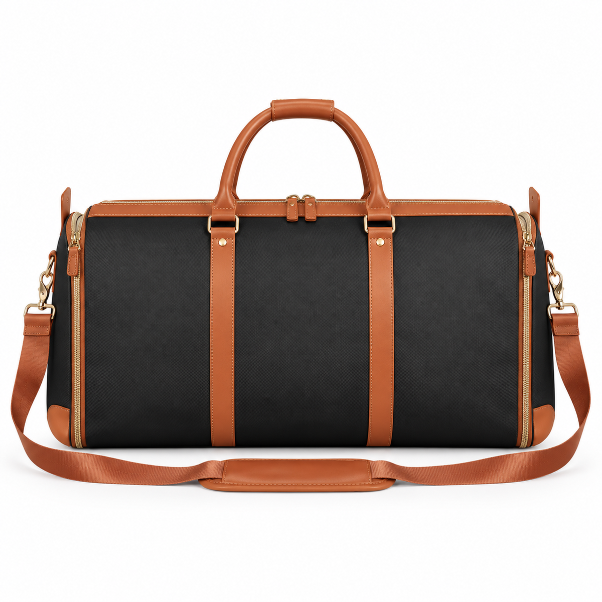 Black Brown Convertible Garment Overnight Bag